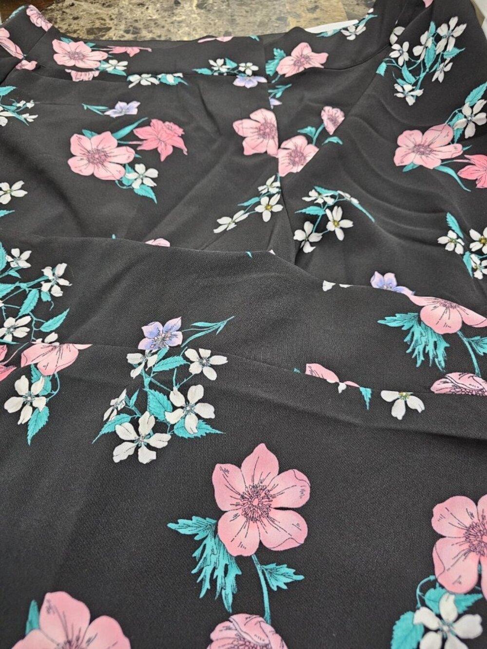 Lane Bryant The Allie Wide Leg Pants Black Floral Print Women's Size 22 NEW
